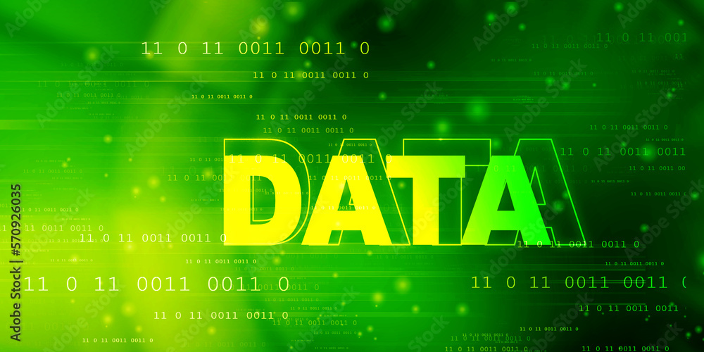 Poster 2d illustration abstract digital binary data on computer screen
