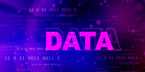 2d illustration abstract digital binary data on computer screen