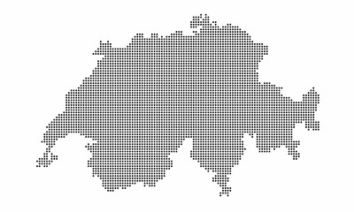 Switzerland dotted map with grunge texture in dot style. Abstract vector illustration of a country map with halftone effect for infographic. 