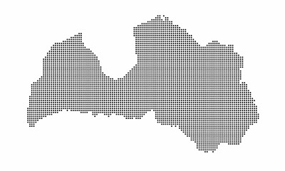 Latvia dotted map with grunge texture in dot style. Abstract vector illustration of a country map with halftone effect for infographic.  - obrazy, fototapety, plakaty