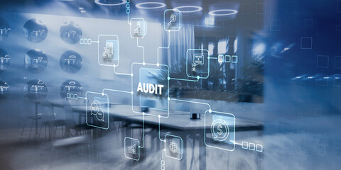Audit Auditor Financial service concept on city background