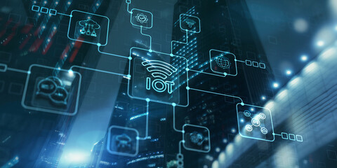 IOT concept. Internet of things. Smart city and communication network. Telecommunication
