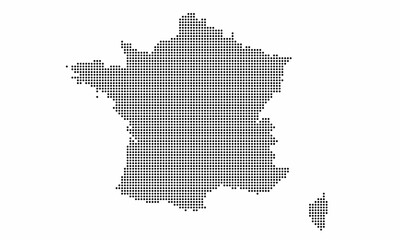Fototapeta na wymiar France dotted map with grunge texture in dot style. Abstract vector illustration of a country map with halftone effect for infographic. 