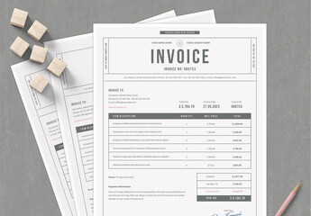 Simple Invoice Template in Grey Colors and Tabular Design