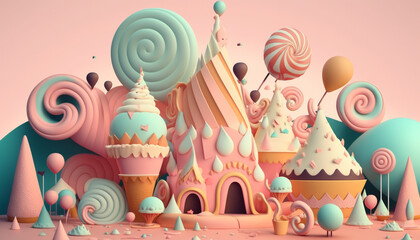 3d sweet castle background