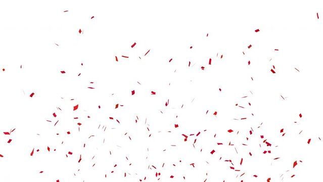 Red Confetti Animation Isolated Party Popper Falling For Celebration Birthday Anniversary On (Transparent} Background / Green Screen / Alpha Matte Channel Perfect For Compositing Into Your cgi Scene. 