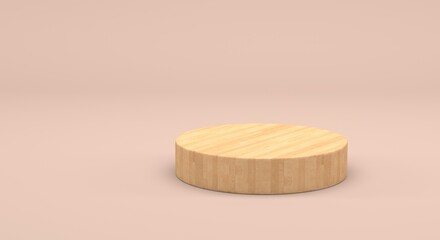 round wooden podium, circular marking, circular logo (3d illustration)