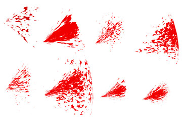 set of red ink splashes with transparent background png. blood splatter vfx effect texture