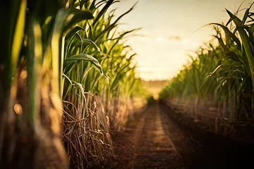 Foto op Canvas Plantations of sugar cane © Anna