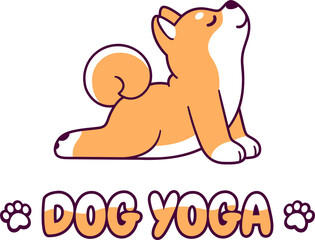 Cute cartoon Shiba Inu dog yoga