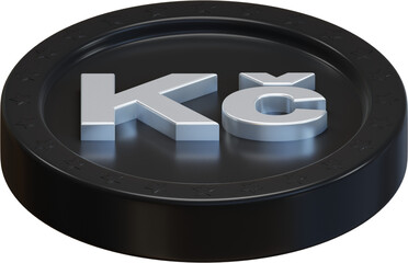 Czech koruna coin 3d render illustration