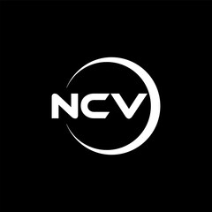 NCV letter logo design with black background in illustrator, cube logo, vector logo, modern alphabet font overlap style. calligraphy designs for logo, Poster, Invitation, etc.