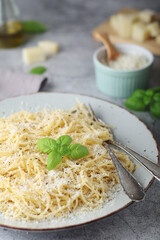 Spaghetti with italian cheese pecorino romano