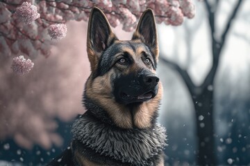 german shepherd puppy, Generative AI Digital Illustration
