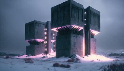 snow covered house, Generative AI Digital Illustration