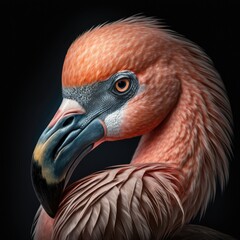 close up of a pink flamingo, Generative AI Digital Illustration