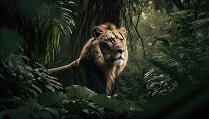 portrait of a lion, Generative AI Digital Illustration