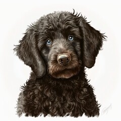 portrait of a black and white dog puppy, Generative AI Digital Illustration