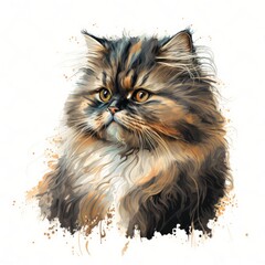 Naklejka na ściany i meble persian cat on white, Generative AI Digital Illustration
