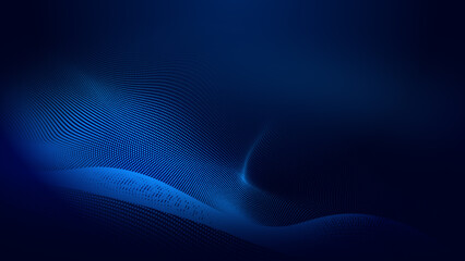 Abstract dot blue wave gradient texture technology background.
