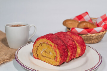 Brazo de Reina, red roll,  white background