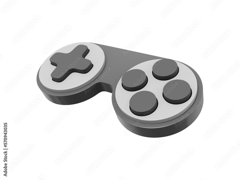 Poster minimalistic/realistic console game controller. gray isolated icon on white background. 3d rendering
