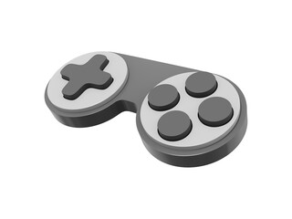 Minimalistic/Realistic console game controller. Gray isolated icon on white background. 3D rendering.
