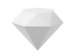 White diamond, jewelry. 3D rendering. Icon on white background.