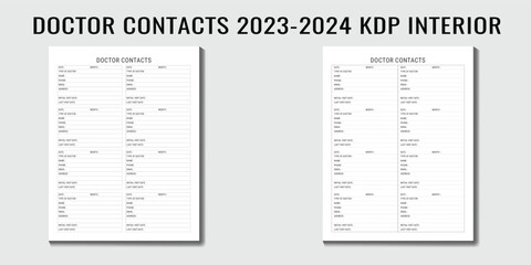 Doctor Contacts 2023-2024 KDP Interior template designs