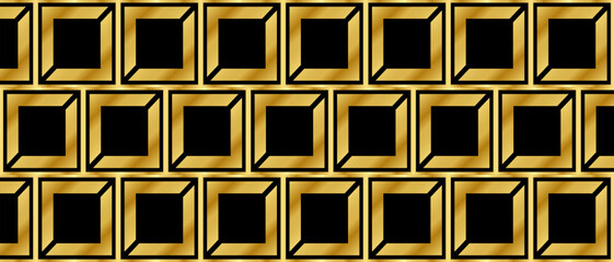 Dark black and Gold mosaic background. Golden squares pattern. Modern abstract vector texture.