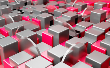 Abstrack geometric shape red gray Background Realistic 3D Illustration