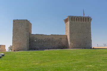 Amazing panoramic inside view at the Ourém medieval Castle, ruins Palace and fortress, located on top of the town of Ourém