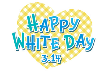 チェックのハートのホワイトデータイトルイラスト/05イエロー・ブルー