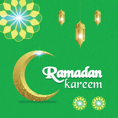 Realistic islamic ramadan kareem greetings celebration card design