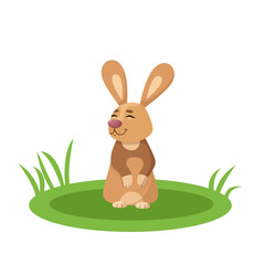 Rabbit design print. Easter Bunny. Cute rabbit on a white background. Vector in flat style.