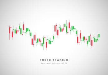 Buy and sell forex market with candle stick and rending of Forex price action candles for red and green, Forex Trading charts in Signals vector illustration