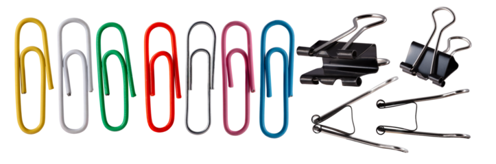 Office supplies needed for stapling stacks of paper. Paper clip on an isolated background.