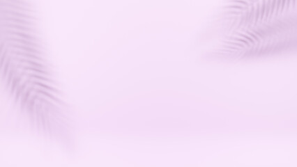 Palm tree shadow on light purple background. Used for minimal presentation, Summer tropical beach concept. 3D rendering.