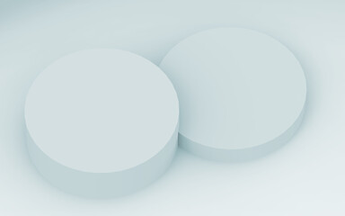 Abstract 3d  gray white colors cylinder podium minimal studio background.