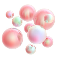 Fototapeta na wymiar Abstract 3d object metal balls pink gradient colors background.