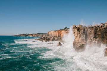 High waves crashing on cliffs 1