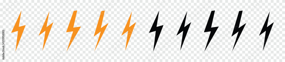 Poster vector set lightning bolt. flash icon set isolated on transparent background. vector illustration