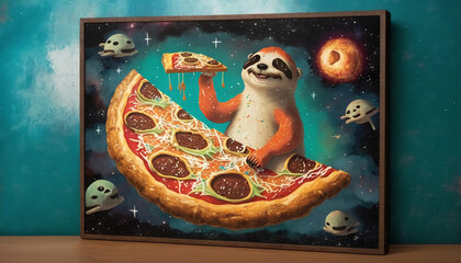 Galactic Pizza Party with Space Sloth