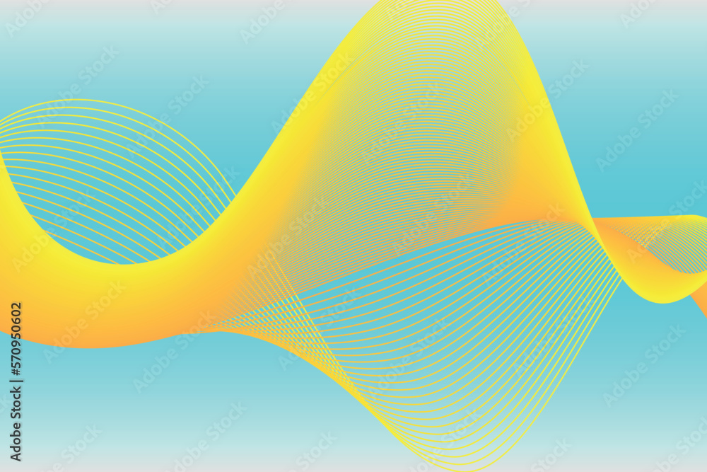 Poster abstract gold gradient wave on blue gradient background suitable for landing page and desktop backgr