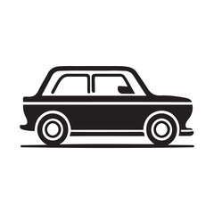 Car icon symbol vector logo black outline isolated on white background.