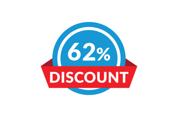 62% of discount, Discount price, Special offer discount.