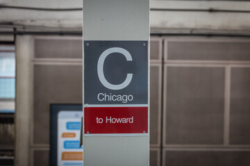 Chicago station underground metro subway sign at Magnificent Mile
