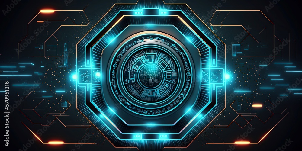 Poster cyber circuit future technology concept background created with generative ai