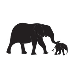 Vector of Mother Elephant with her kid illustration concept with white background