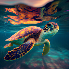 Fototapeta premium turtle on the water